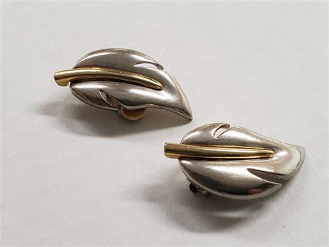 vintage earrings givenchy silver leaf|givenchy earrings.